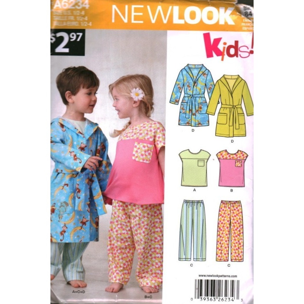 New Look 6234 Sewing Pattern Toddlers Robe Top Trousers Size 1/2-4 cut